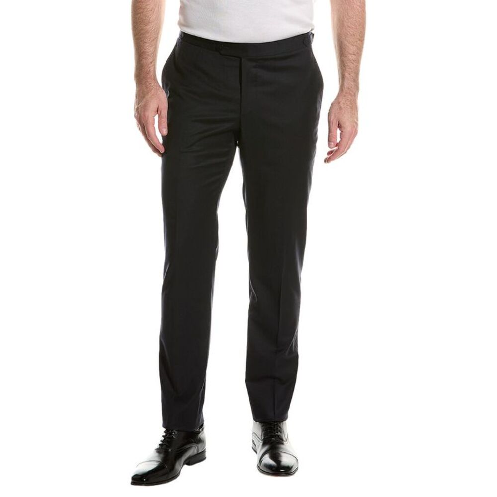 Isaia Mens Wool-Blend Trouser, Blue